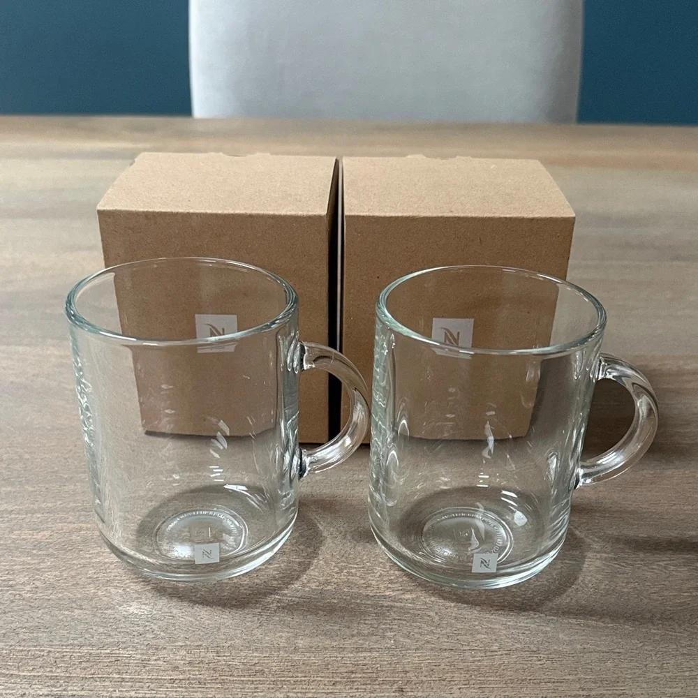 Nespresso Transparent Glass Mugs -Set of 2 brand new in box - Picture 1 of 2